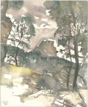 Gsaenger, Gustav; Landschafts - und Gebäudestudien - Landschaft (Studie)