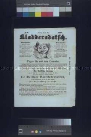 Politisch-satirische Zeitschrift: Kladderadatsch, Nr. 3, 2. Auflage; Berlin, 21. Mai 1848