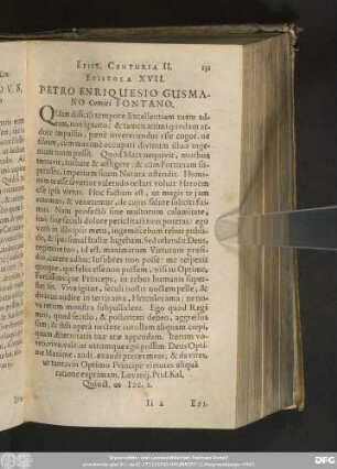 Epistola XVII. Petro Enriquesio Gusmano Comiti Fontano.