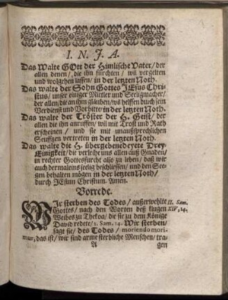Vorrede; Textus; Eingang; Vortrag; Wunsch; Ausführung; Ander Theil.
