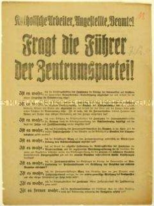 Flugblatt der KPD gegen die Zentrumspartei und Aufruf zur Reichstagswahl am 7. Dezember 1924