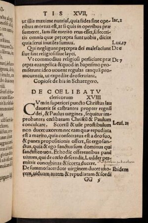 GG5r-HH1r, De Coelibatu clericorum. XVIII. - De Cardinal et legatis sedis Apostolicae. XIX.