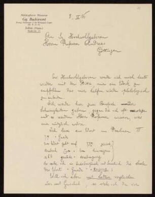 Nr. 6: Brief von Georg Bachimont an Friedrich Carl Andreas, Soltau, 8.9.1916