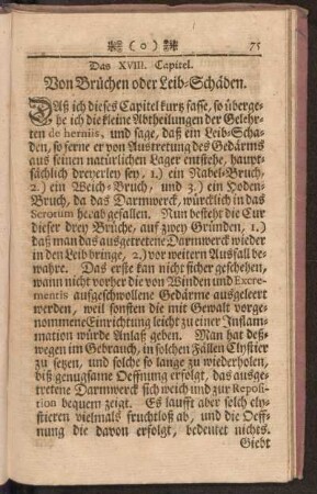 Das XVIII. Capitel. Von Brüchen oder Leib-Schäden