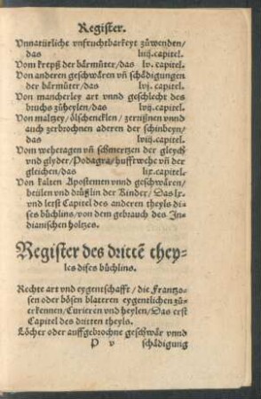 Register des dritten theyles dises büchlins.