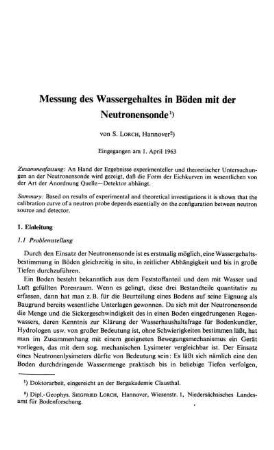 Messung des Wassergehaltes in Böden mit der Neutronensonde