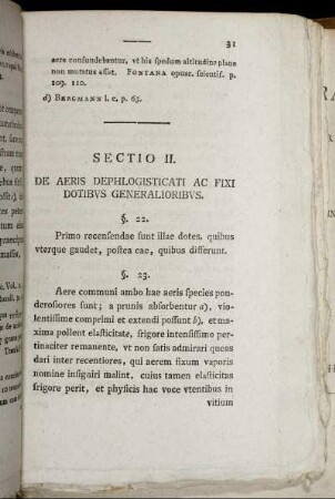 Sectio II. De Aeris Dephlogisticati Ac Fixi Dotibus Generalioribus.