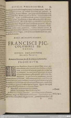 Gradus Primus. De materie virtutum, hoc est, de animi perturbationibus