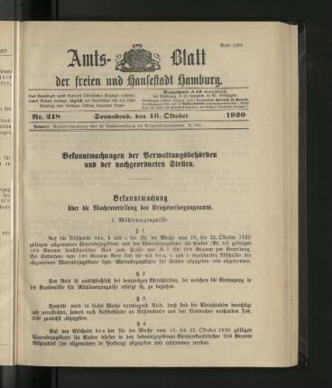 No. 218, 16. Oktober 1920