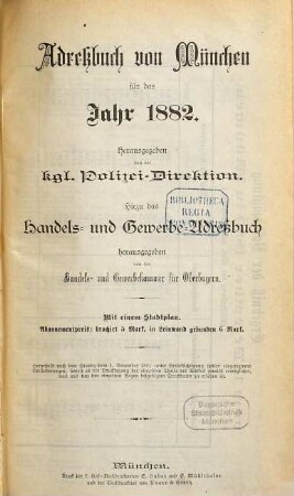 Adreßbuch für München. 1882