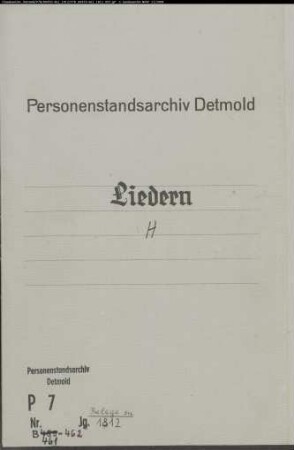 Belegakte zum Heiratsregister 1812 der Mairie Liedern