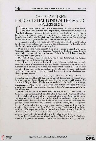 Der Praktiker bei der Erhaltung alter Wandmalereien