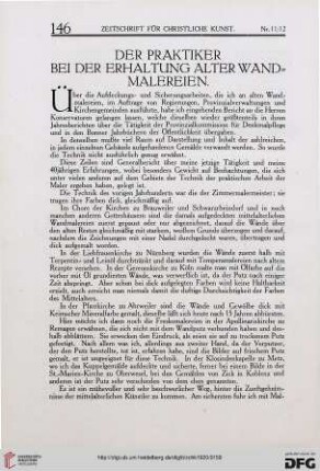 Der Praktiker bei der Erhaltung alter Wandmalereien