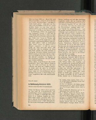 In Schleswig-Holstein 1875. Notizen eines liberalen Parlamentariers.