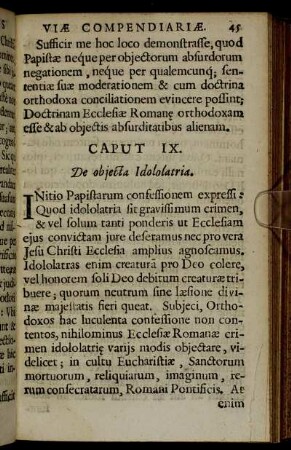Caput IX. De objecta Idololatria
