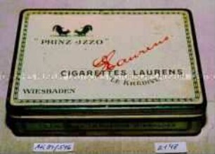 Blechdose für 100 Stück "'PRINZ JZZO' CIGARETTES LAURENS 'LE KHEDIVE' WIESBADEN"