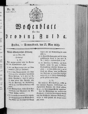 Nr. 21, Ausgabe vom 23. Mai 1829