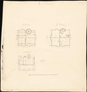 Rathaus, Alsfeld: Grundriss Erdgeschoss, 1. und 2. Obergeschoss 1:100, mit Bauteilen ab 1512