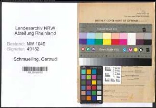 Entnazifizierung Gertrud Schmuelling , geb. 25.05.1905 (Pflegerin)