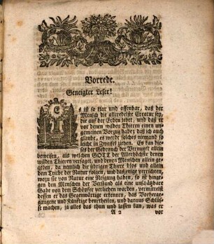 Johann Benjamin Konhards curieuse Betrachtungen über die Vorzüge der wilden Thiere vor den Menschen