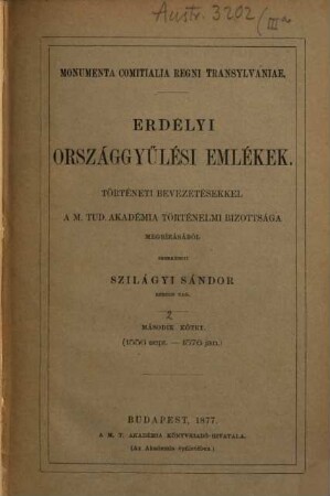 Erdélyi országgyűlési emlékek : történeti bevezetésekkel, 2. 1556 sept. - 1576 jan.