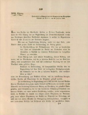 XVII. Sitzung. Verhandelt ... zu Berlin, am 10. Februar 1848