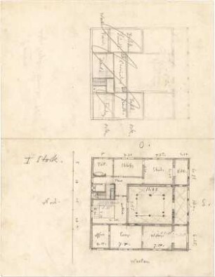 Hildebrand, Adolf von; Tegernsee; Landhaus Konrad Fiedler - Nord - u. Westseite (Grundriss)