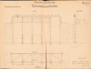 Grundablass der Mulde, Bitterfeld: Wehranlage: Ansicht, Grundriss, Schnitt 1:25