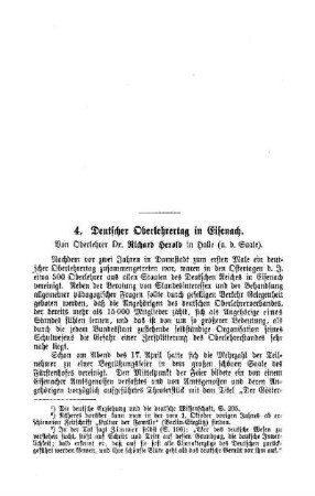 Deutscher Oberlehrertag in Eisenach : Sprechsaal