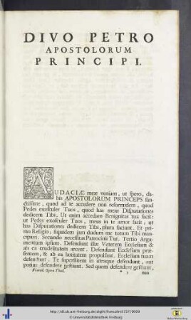 Divo Petro apostolorum principi.