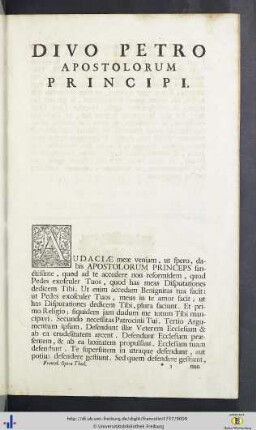 Divo Petro apostolorum principi.