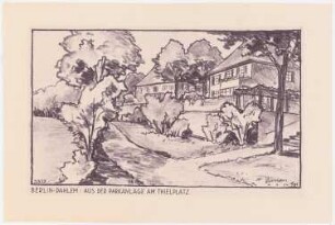 Parkanlage zwischen U-Bahnhof Thielplatz und Grunewald, Berlin-Dahlem: Perspektivische Ansicht (von Inv.Nr. 21901) (Inv.Nr. 21902-04 identisch)