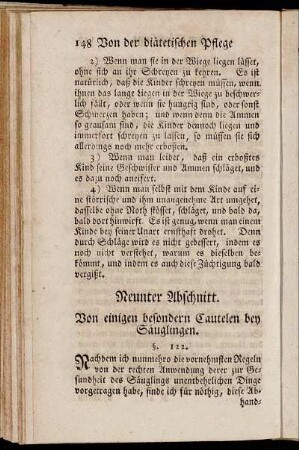 Neunter Abschnitt. Von einigen besondern Cautelen bey Säuglingen.