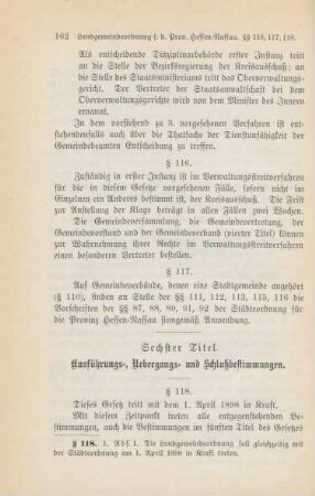 Sechster Titel. Ausführungs-, Uebergangs- und Schlußbestimmungen