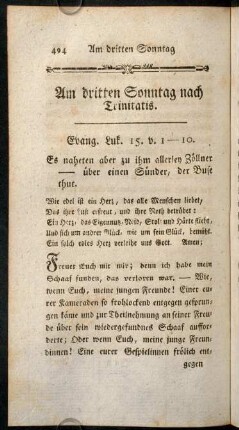 494-505, Am dritten Sonntag nach Trinitatis.