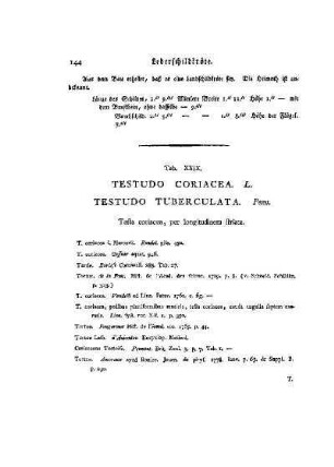 Tab. XXIX. Testudo Coriacea, Testudo Tuberculata : Lederschildkröte