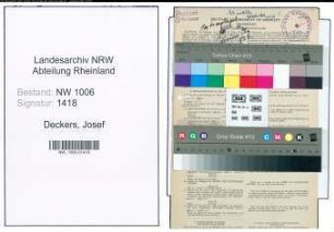 Entnazifizierung Josef Deckers , geb. 20.11.1898 (Postbeamter)