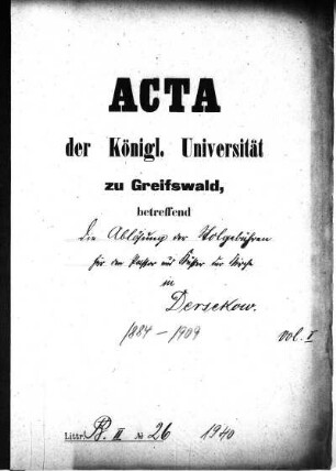 Die Ablösung der "Stolgebühren" für den Pastor und Küster der Kirche zu Dersekow