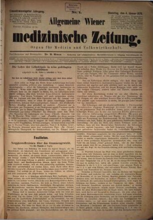 Allgemeine Wiener medizinische Zeitung. 21. 1876