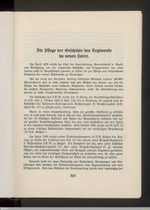 Die Pflege der Geschichte des Regiments im neuen Heere