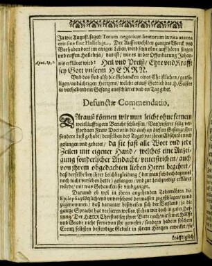 Defunctæ Commendatio.