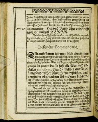 Defunctæ Commendatio.