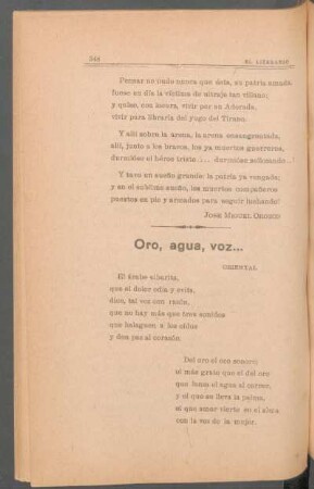 Oro, agua, voz... : Oriental