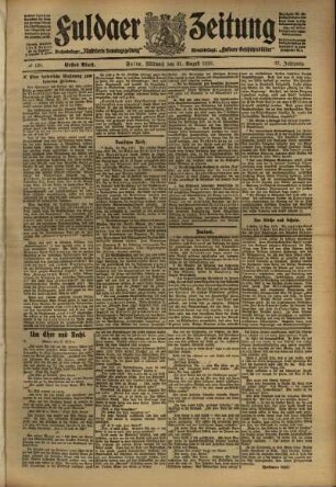Erste Ausgabe vom Mittwoch, den 31. August 1910.