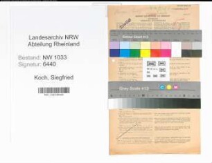 Entnazifizierung Siegfried Koch , geb. 08.03.1917 (Motorschlosser)