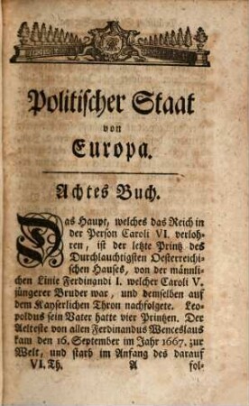 Politischer Staat von Europa : Aus dem Frantzösischen ins Teutsche übersetzt, 6