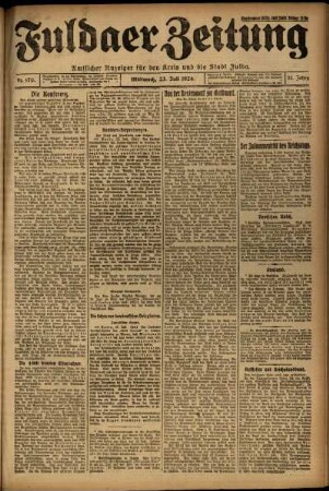 Erste Ausgabe vom Mittwoch, den 23. Juli 1924.