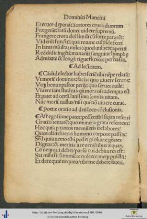 Poetae oratio ad deum loco conclusionis