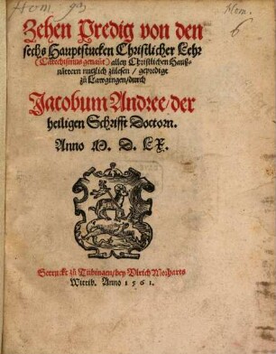 Zehen Predig von den sechs Hauptstücken christlicher Lehr