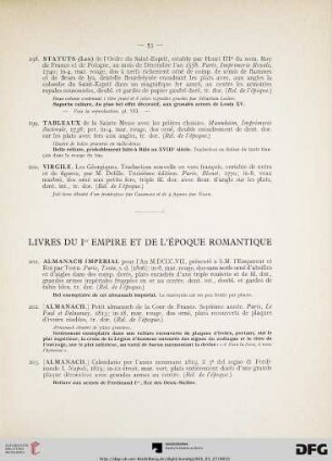 Livres du Ier empire et de l’époque romantique (Nr. 201-265)